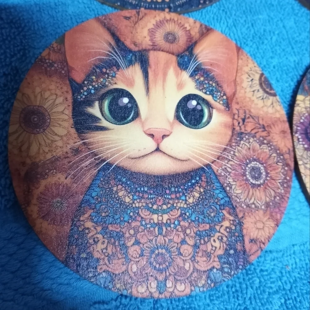 Cute Cat Coasters Set Of 6